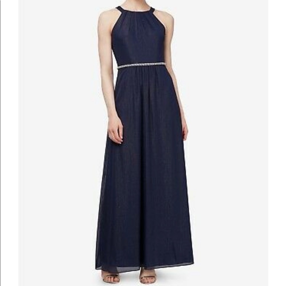 Halter neck beaded waist prom dress Size 8. NWT
